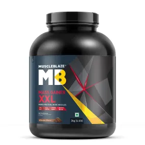 MuscleBlaze Mass Gainer XXL with Complex Carbs and Proteins in 3:1 ratio, 3 kg (6.6 lb), Chocolate