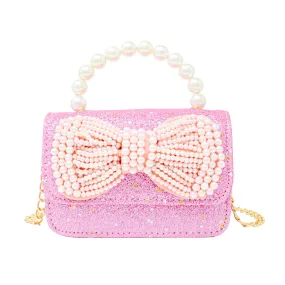 Pink Glitter Pearl Bow Bag