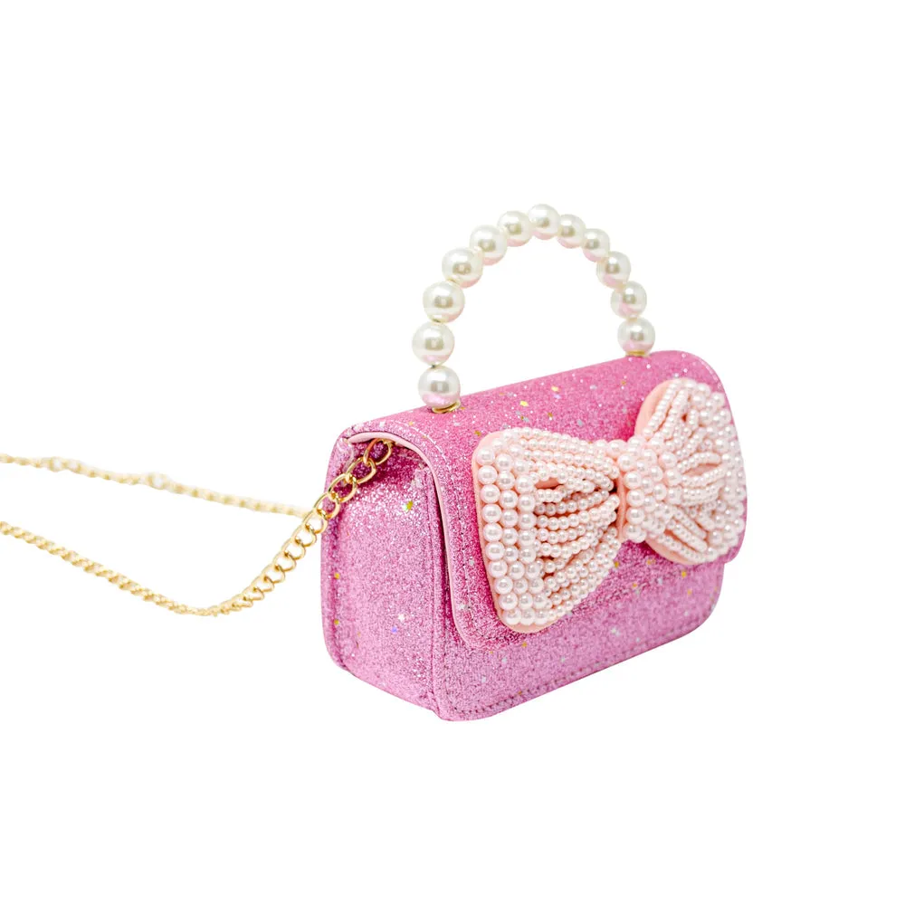 Pink Glitter Pearl Bow Bag