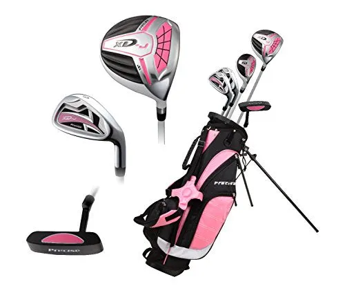 Precise XD-J Junior Complete Golf Club Set for Children Kids - 3 Age Groups Boys & Girls - Right Hand & Left Hand! (Pink Ages 6-8, Left Hand)