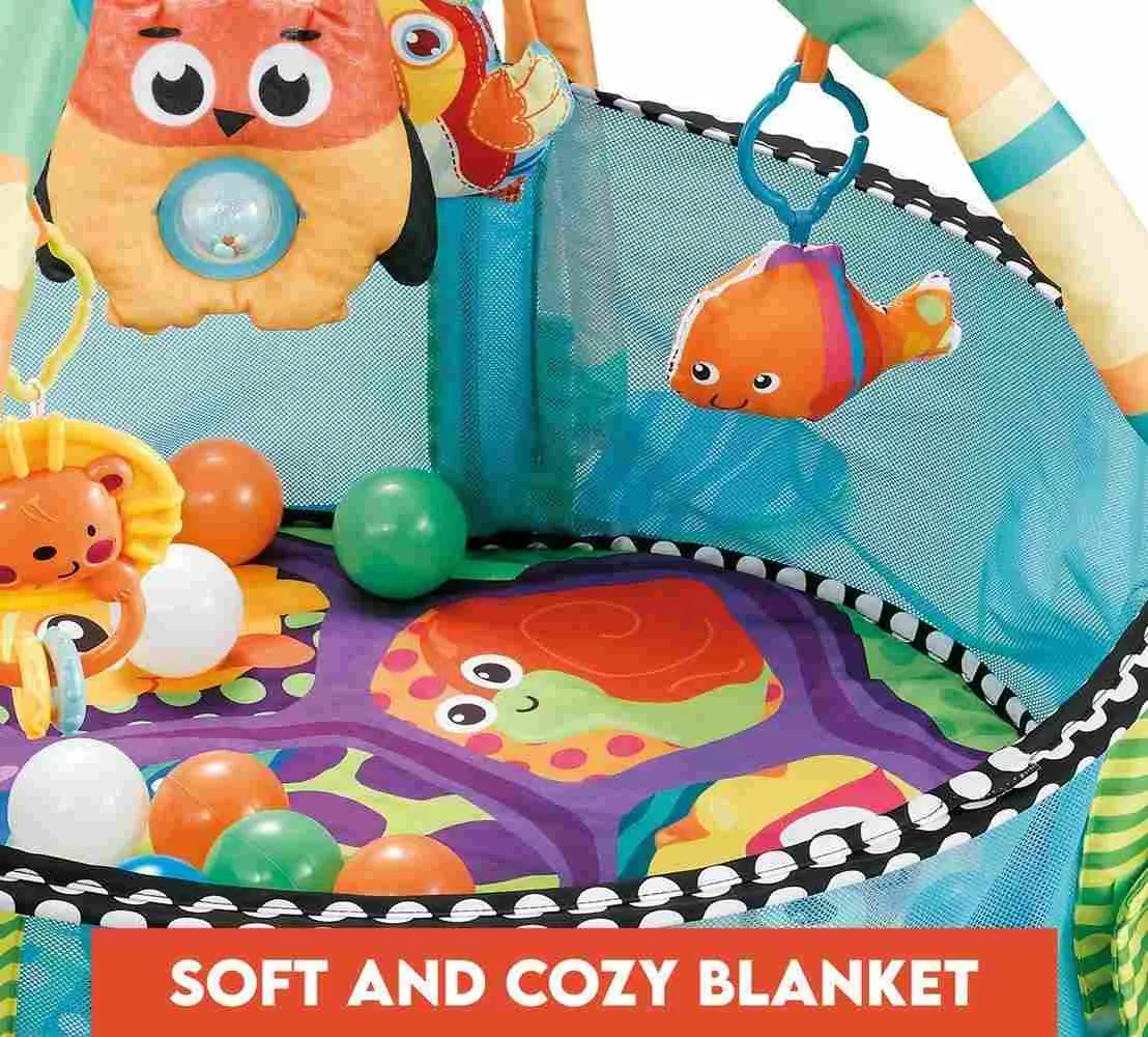 R FOR RABBIT First Play Turtle Face Play Gym for 2 Month Plus Babies,Multi-Color