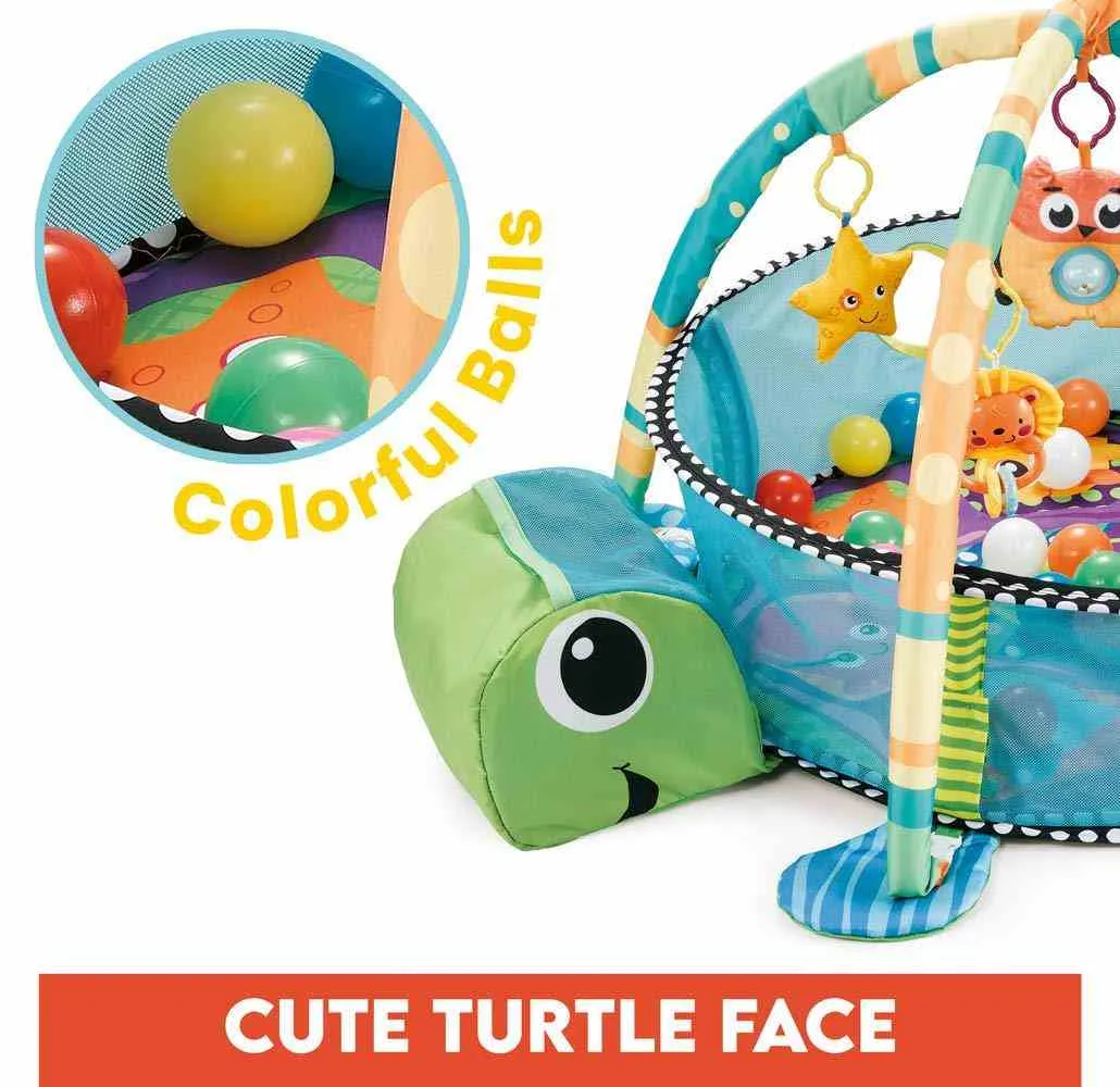 R FOR RABBIT First Play Turtle Face Play Gym for 2 Month Plus Babies,Multi-Color