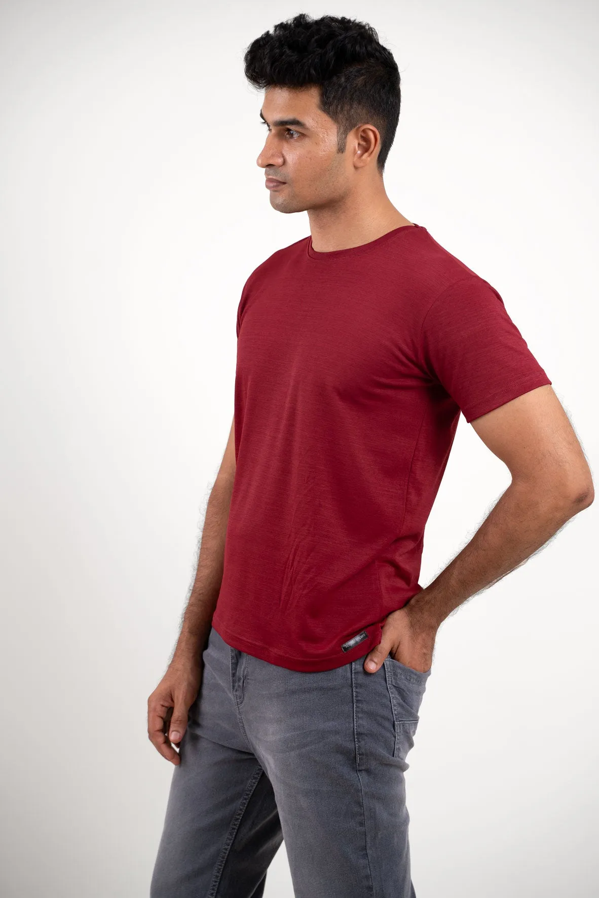Red Crew Neck Tshirt - ProStretch Classic Tee For Men