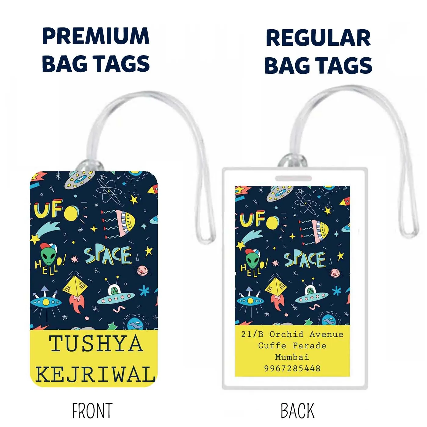 Set of 5 - Spaceship Design Bag Tags