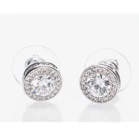 SILVER WHITE STONE & DIAMANTE EARRINGS
