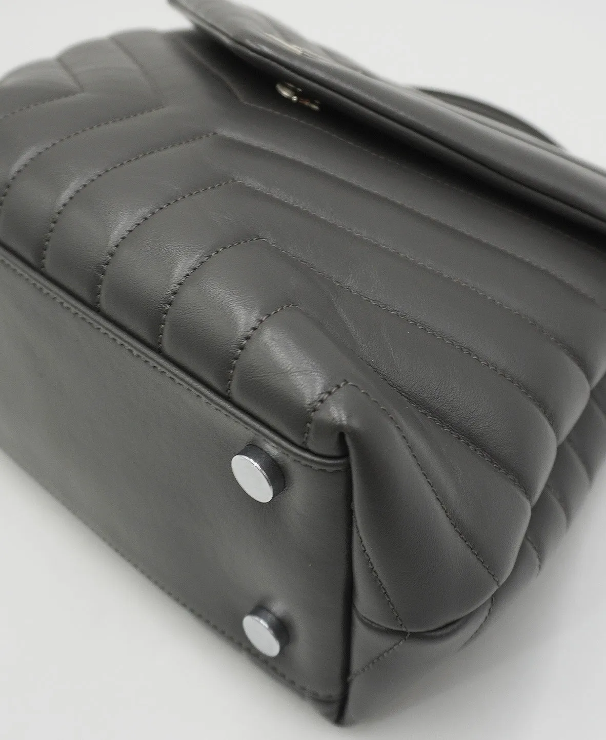 Small Quilted "y" Loulou Shoulder Bag Grey