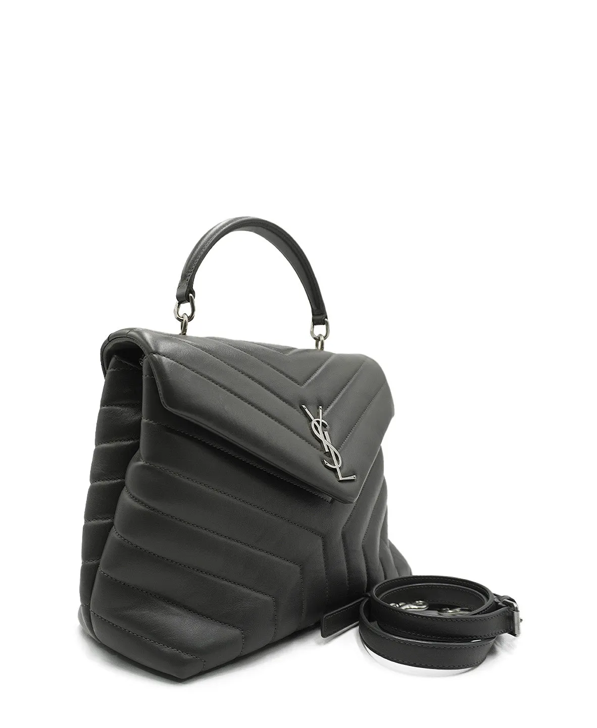 Small Quilted "y" Loulou Shoulder Bag Grey