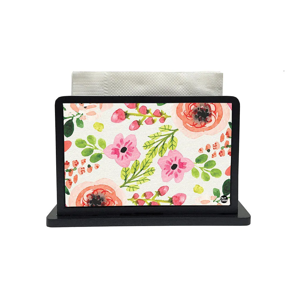 Tissue Holder Paper Napkin Stand - Watercolor Flowers