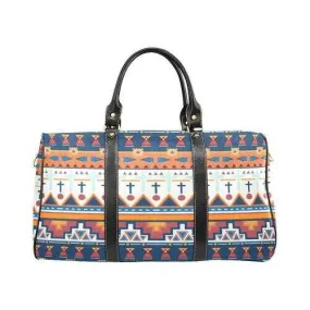 Travel Bags, Black Handle Blue White And Orange Multiprint Style Bag