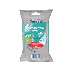 Ultra Compact Antibacterial Wet Wipes, Alcohol Free 15pcs
