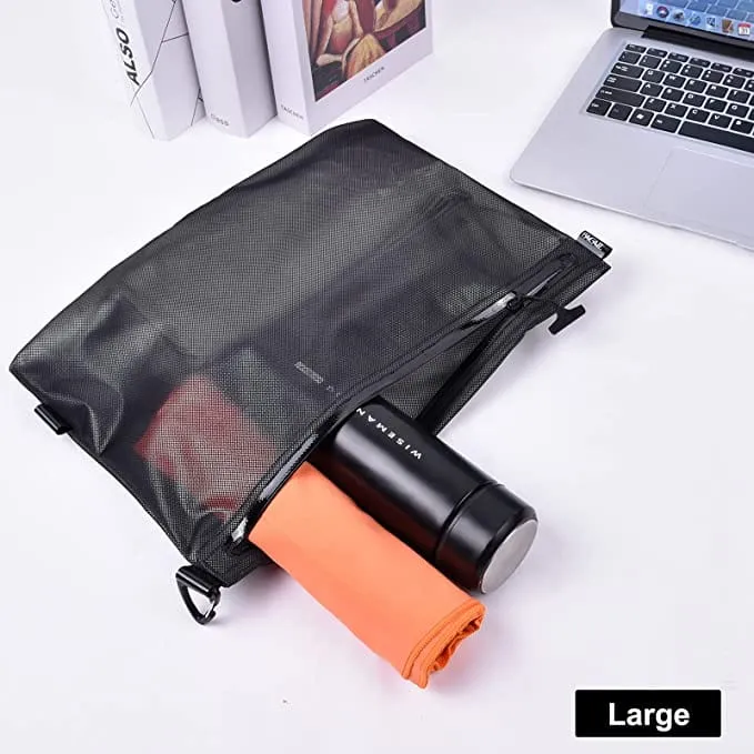 Water-resistant Airtight Zipper Pouch Ultra-light Travel Packing Bags for Toiletries, Document, Electronics-Black