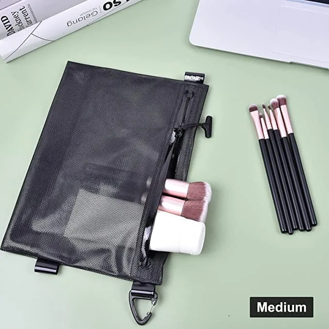 Water-resistant Airtight Zipper Pouch Ultra-light Travel Packing Bags for Toiletries, Document, Electronics-Black