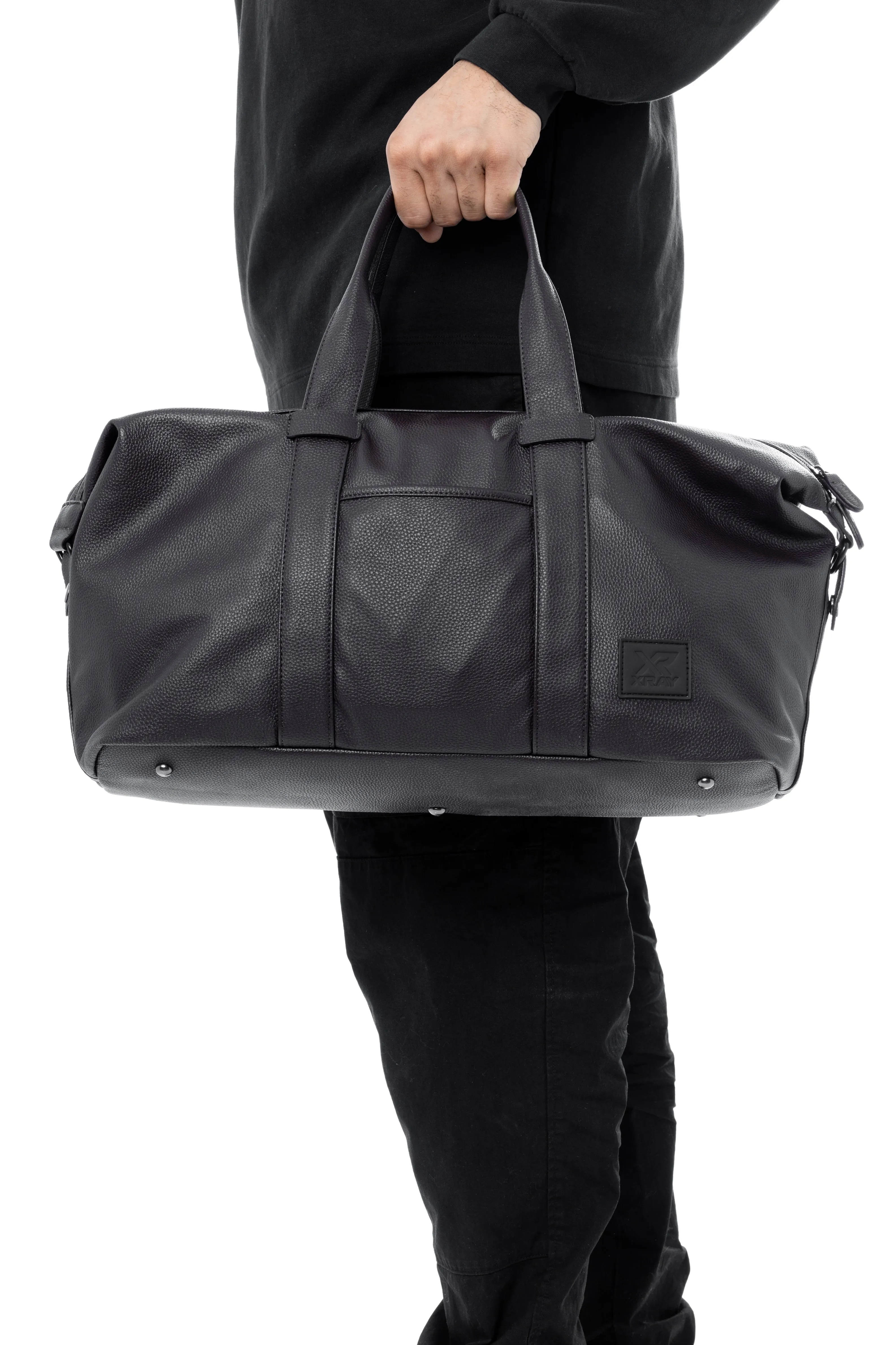 X RAY Men's Women's Classic Pebbled Faux PU Leather Large Travel Duffel Bag for Unisex